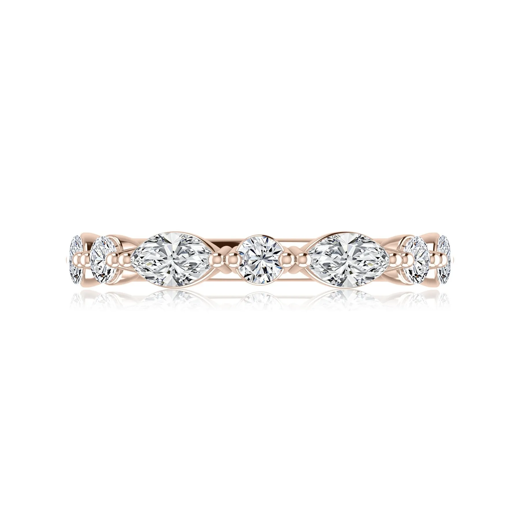 14K Rose Gold 0.43ctw Alternating Diamond Wedding Band