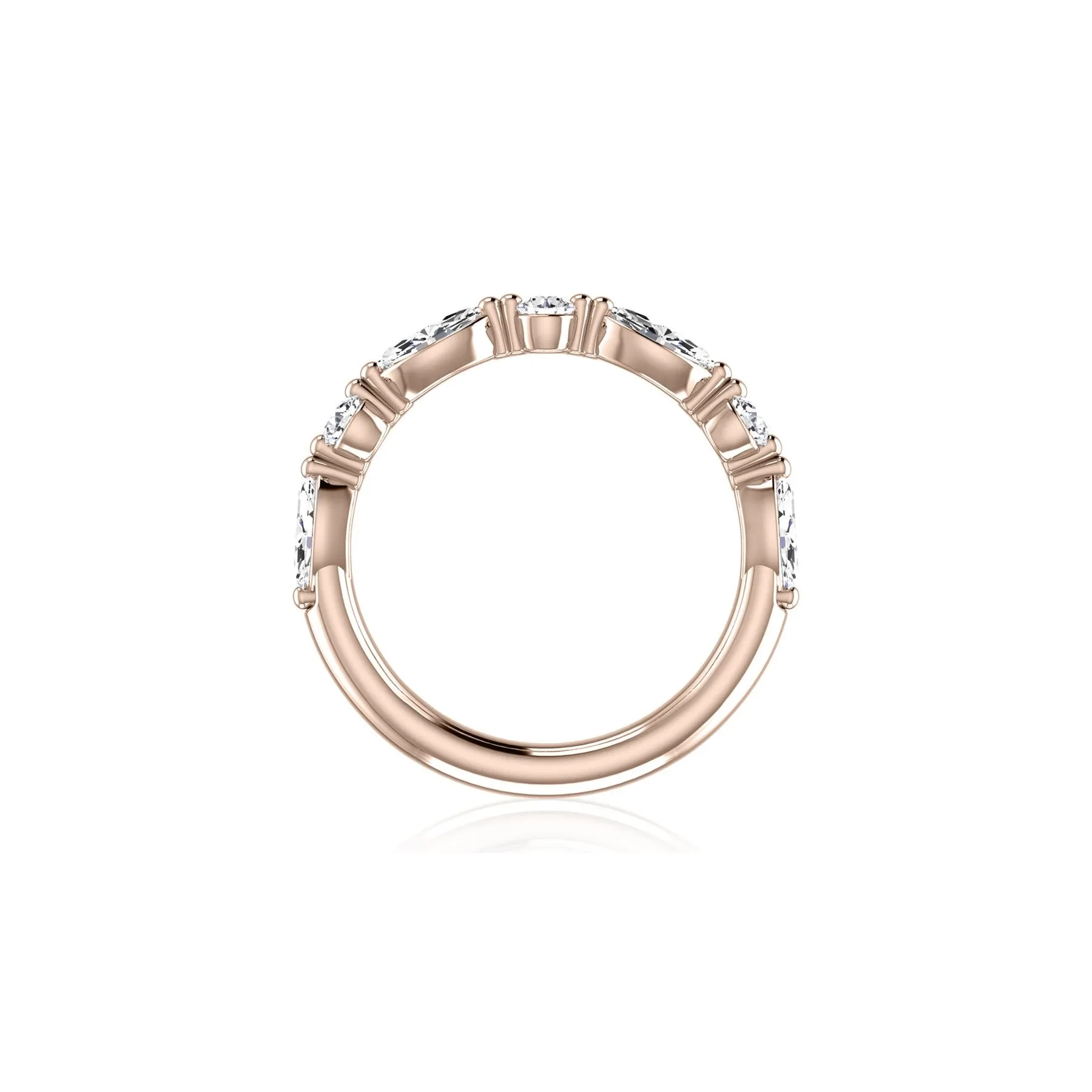 14K Rose Gold 0.43ctw Alternating Diamond Wedding Band