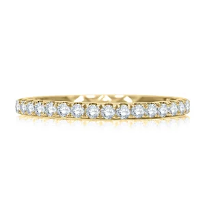 18K Yellow Gold 0.34ctw Micro Pave Diamond Wedding Band