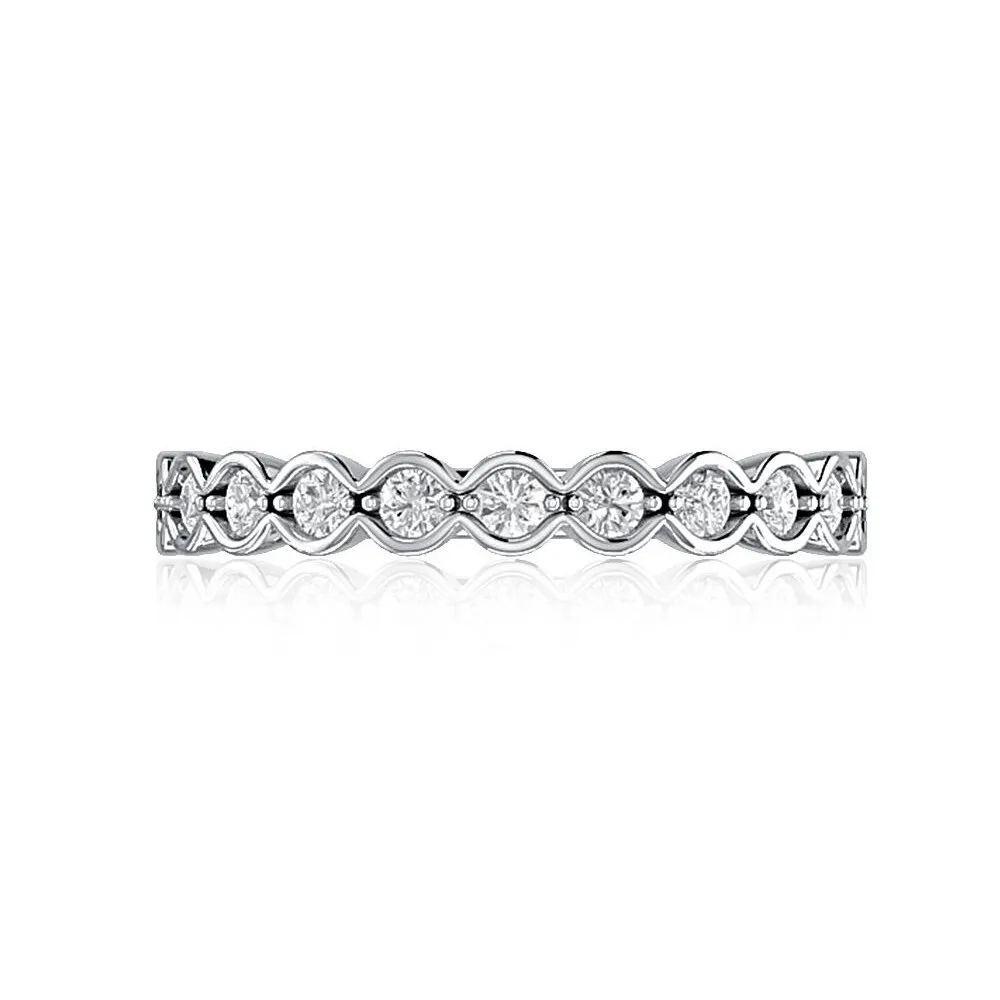 14K White Gold 0.39ctw Diamond Vintage Inspired Wedding Band