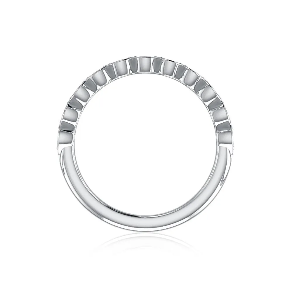 14K White Gold 0.39ctw Diamond Vintage Inspired Wedding Band