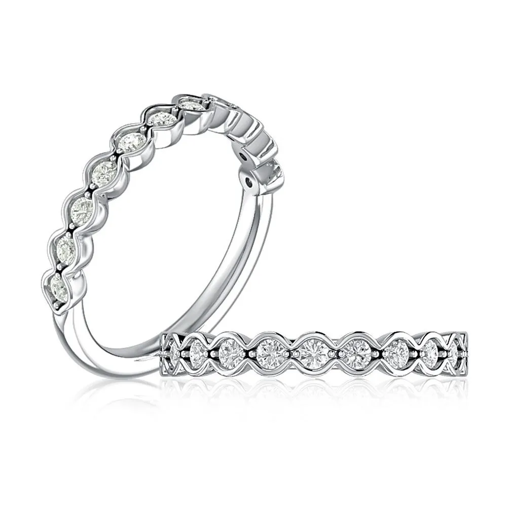 14K White Gold 0.39ctw Diamond Vintage Inspired Wedding Band