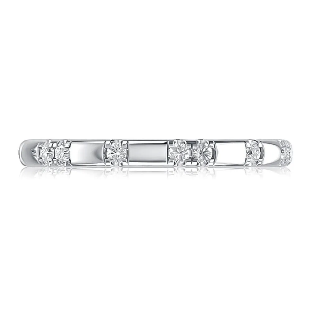 14K White Gold 0.16ctw Minimalist Diamond Wedding Band