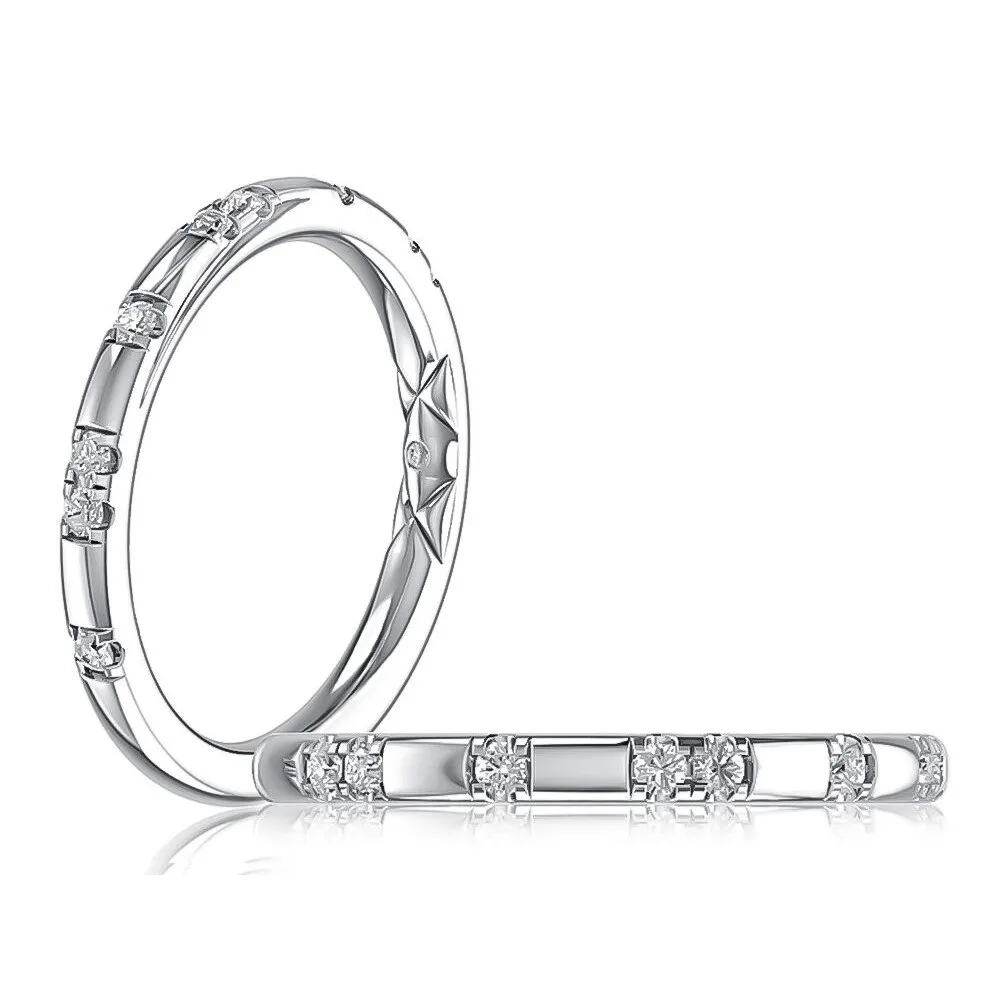 14K White Gold 0.16ctw Minimalist Diamond Wedding Band