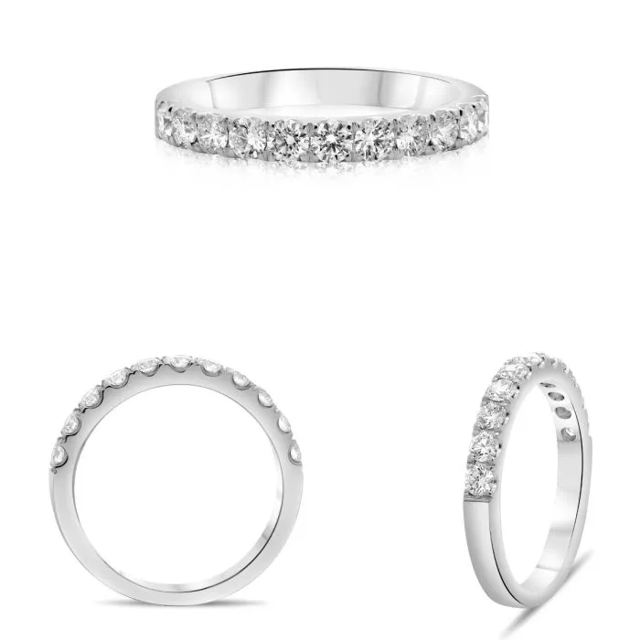 14K White Gold 0.75ctw Micro Pave Diamond Wedding Band