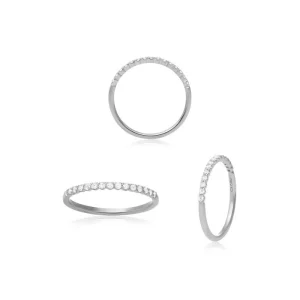 14K White Gold 0.21ctw Diamond Fishtail Wedding Band