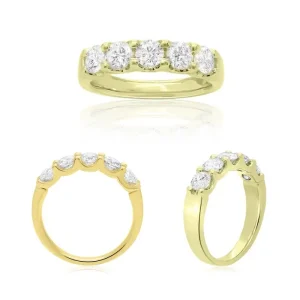 14K Yellow Gold 1 Carat Five Stone Diamond Wedding Band