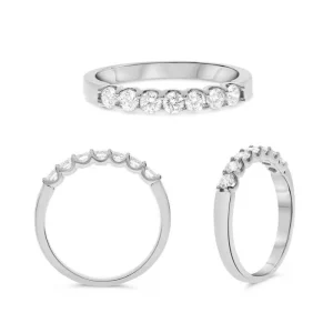 14K White Gold 0.75ctw Diamond Seven Stone Wedding Band