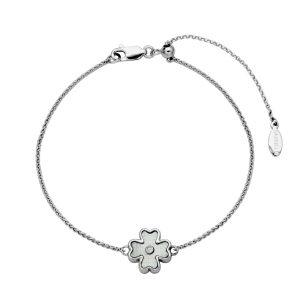 Sterling Silver Mother of Pearl Flower Bolo Bracelet