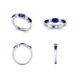 A custom design CAD (computer-aided design) of a sapphire and diamond band