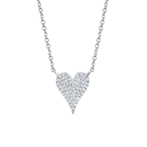14K White Gold 0.11ctw Pave Diamond Heart Necklace by Shy Creation