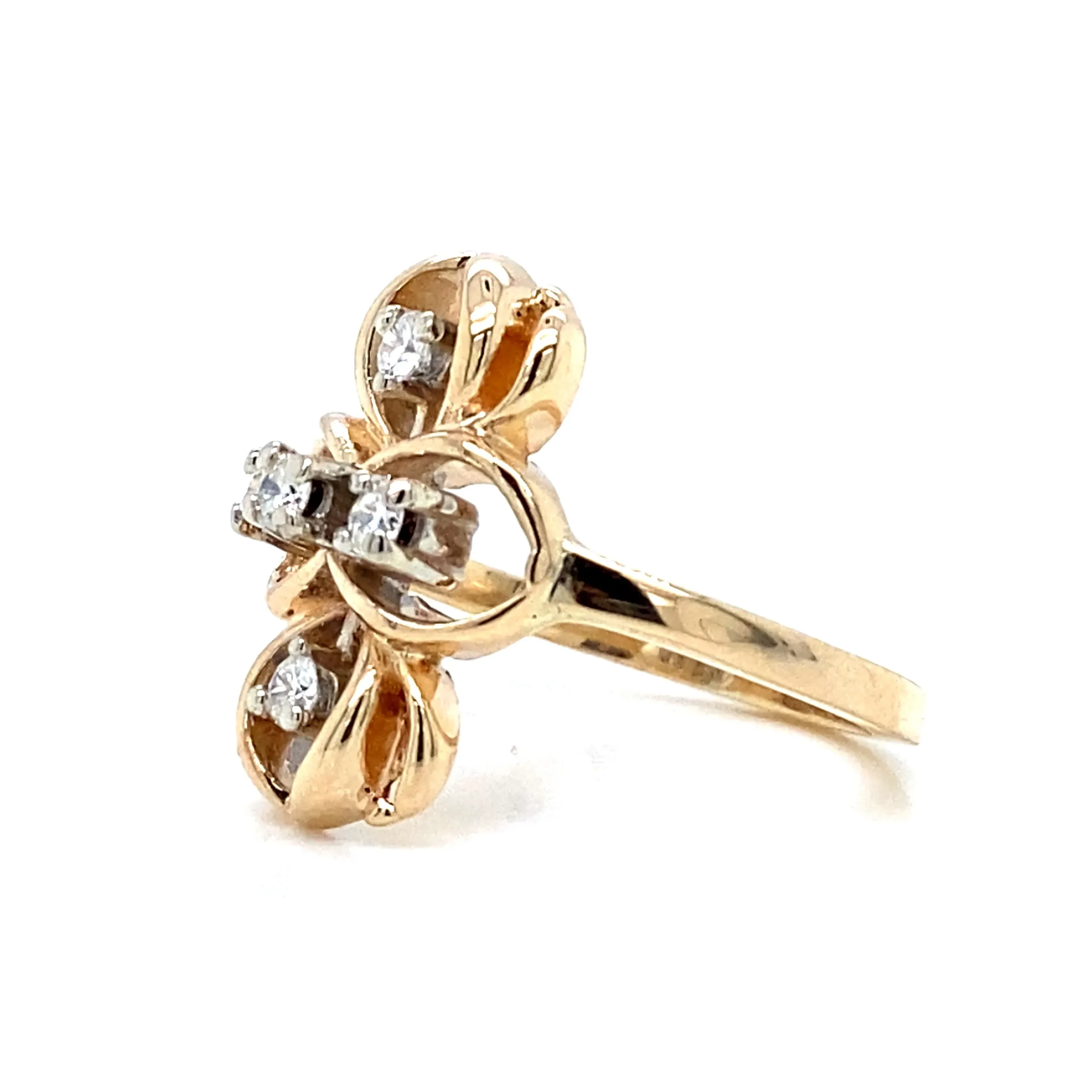 Estate 14K Yellow Gold 0.20ctw Open Design Diamond Fashion Ring