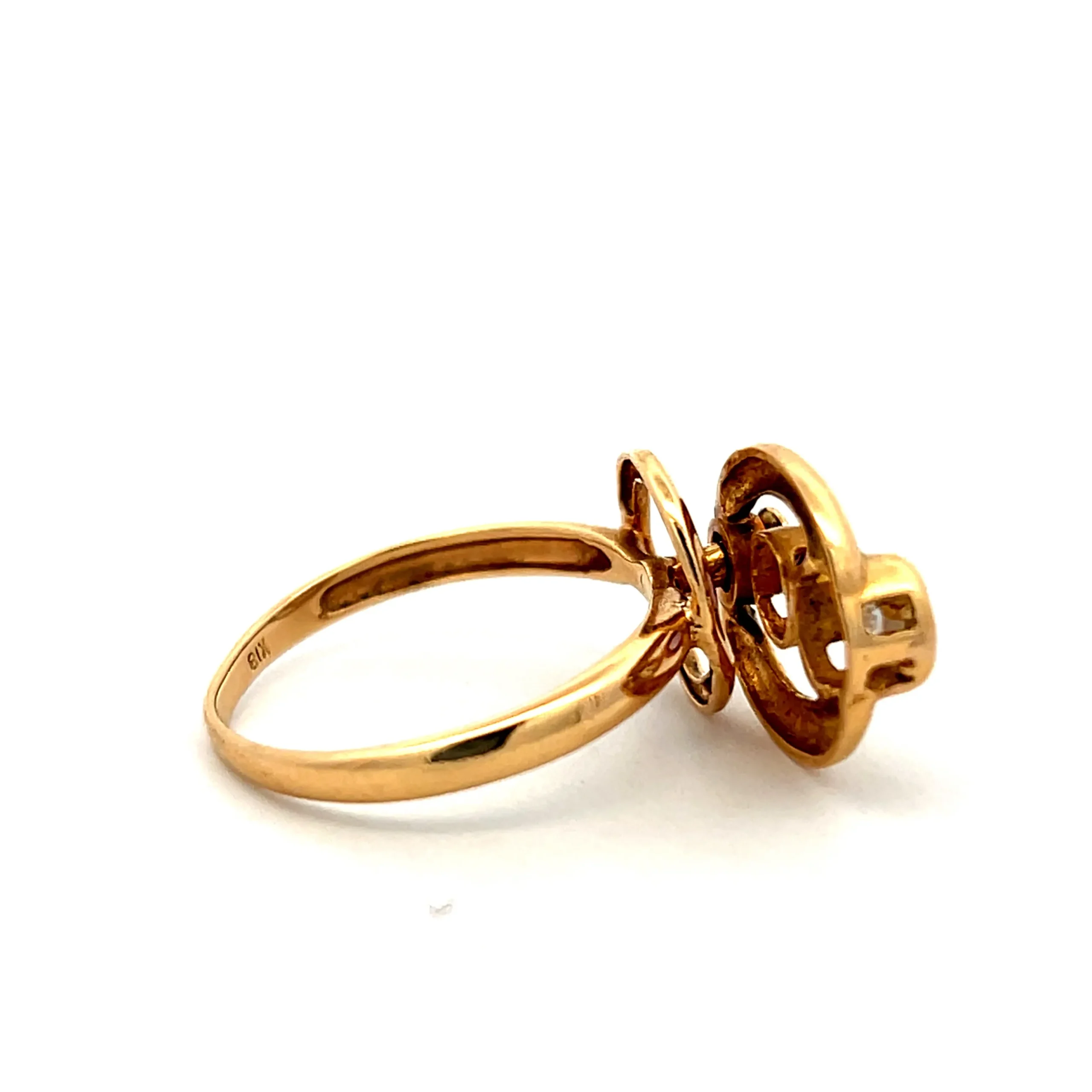 Estate 18K Yellow Gold Amethyst & Diamond Vintage Movement Ring