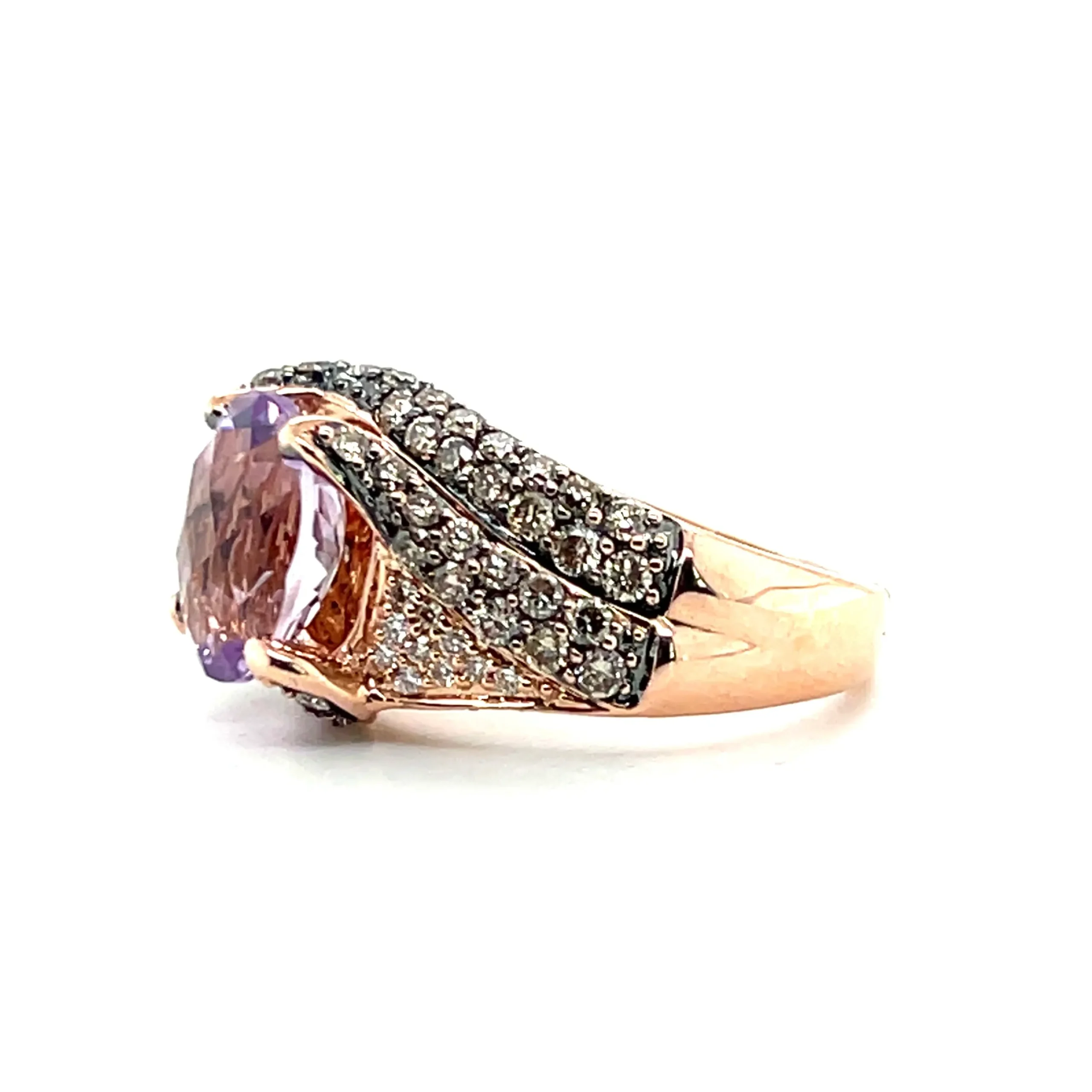 Estate 14K Rose Gold Amethyst & Diamond Le Vian Ring