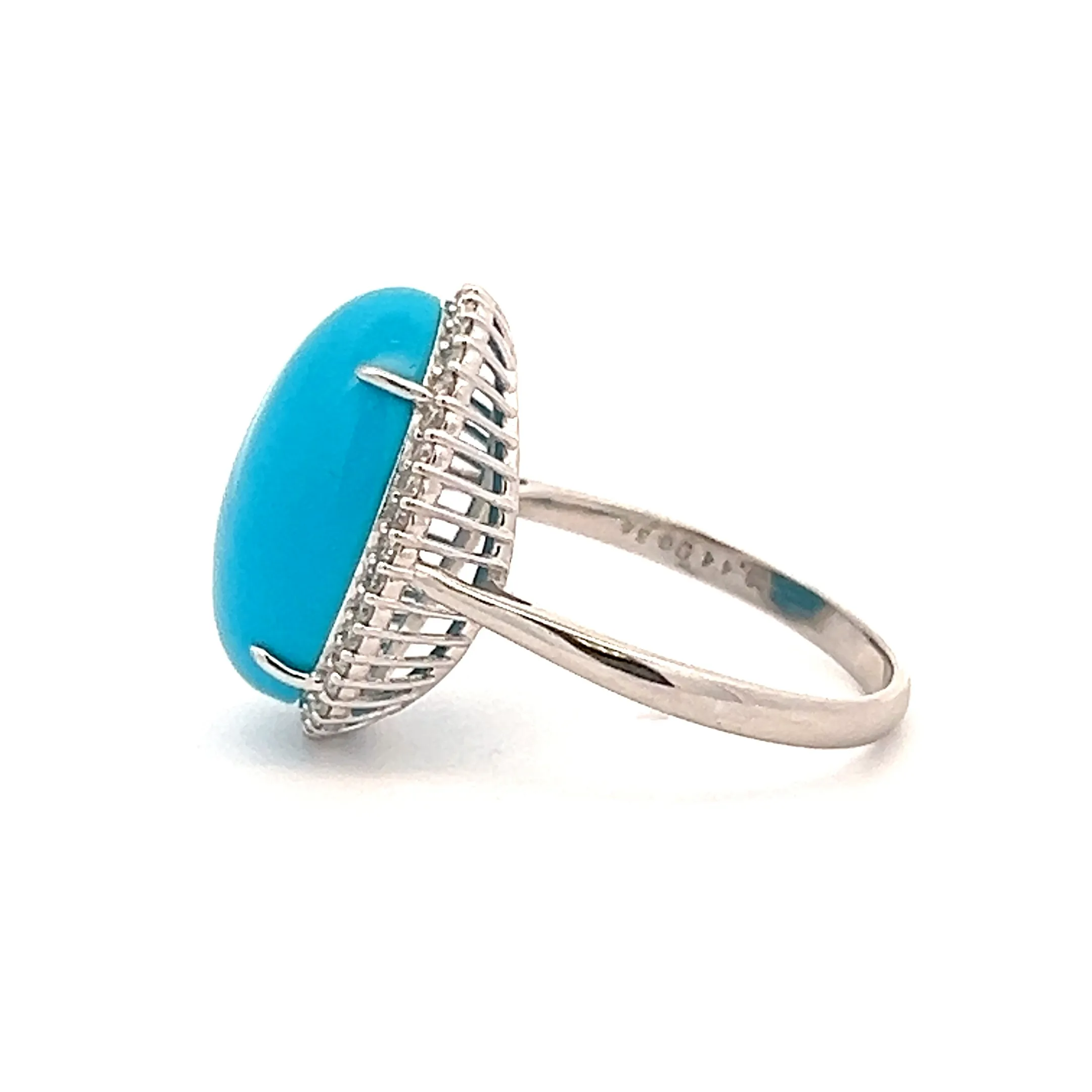 Estate Platinum Oval Turquoise & Diamond Halo Ring