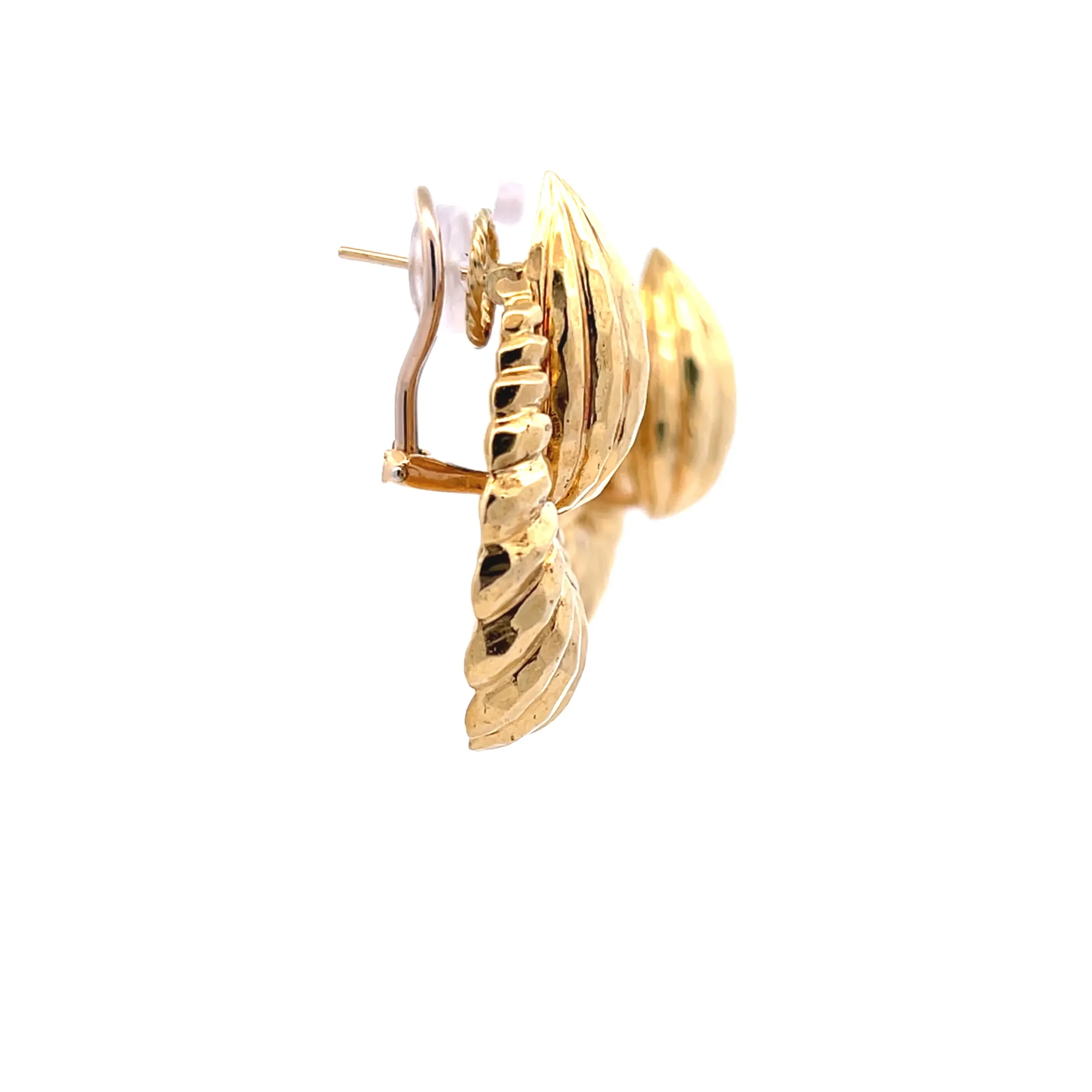 Estate 18K Yellow Gold Scalloped Henry Dunay Doorknocker Earrings