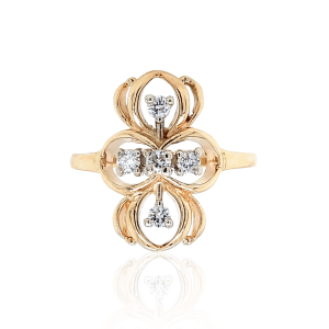 Estate 14K Yellow Gold 0.20ctw Open Design Diamond Fashion Ring