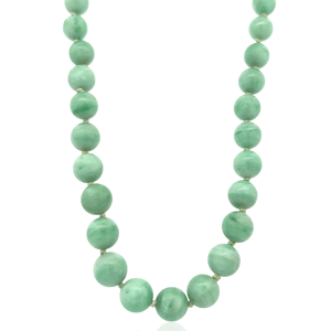 Estate 14K Yellow Gold Graduated Jade Bead Necklace