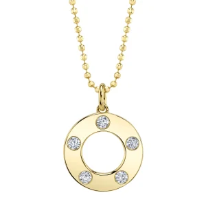 14K Yellow Gold 0.24ctw Diamond Circle Pendant Necklace by Shy Creation