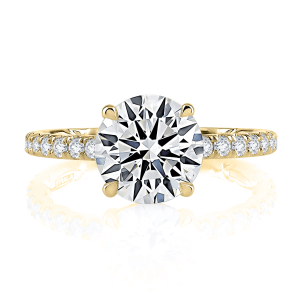 18K Yellow Gold 0.44ctw Diamond Hidden Halo Engagement Ring Setting by A. Jaffe