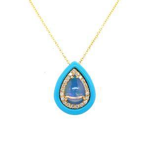 18k yellow gold opal necklace