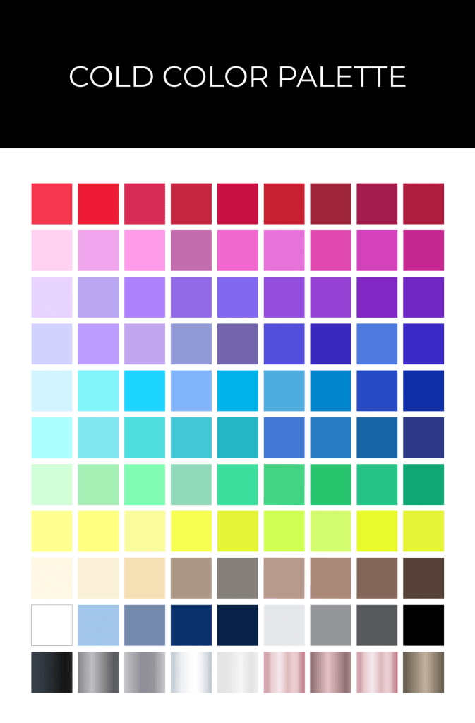 A color analysis chart showing a cool color palette