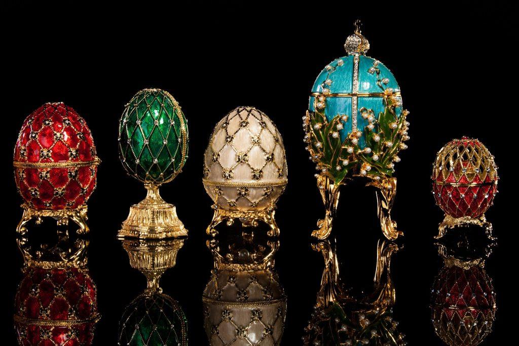 A collection of Faberge eggs.