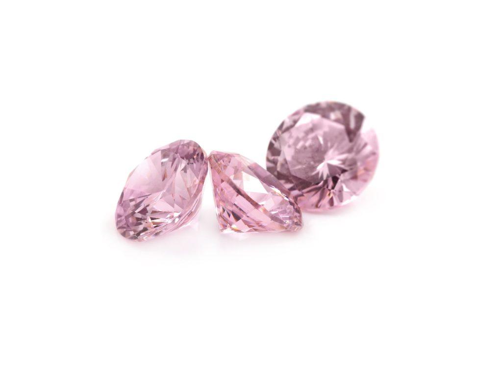 Pink morganite on a white background
