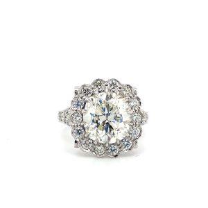 Platinum Antique Cushion Cut Engagement Ring