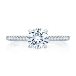 14K White Gold 0.23 Diamond Hidden Halo Engagement Ring Setting by A. Jaffe
