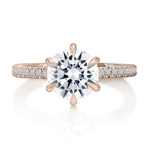 14K Rose Gold 0.29ctw Diamond Six Prong Diamond Engagement Ring Setting by A. Jaffe