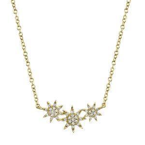 14k Yellow Gold Diamond Star Necklace by Shy Creation