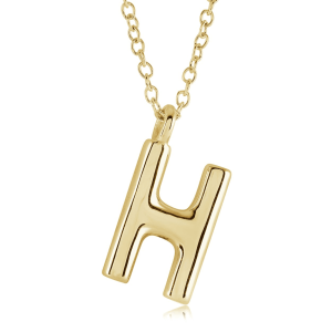 Stainless Steel Gold Plated Bubble Initial Letter "H" Necklace
