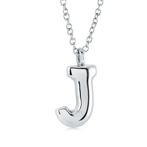 Stainless Steel Bubble Initial Letter "J" Necklace