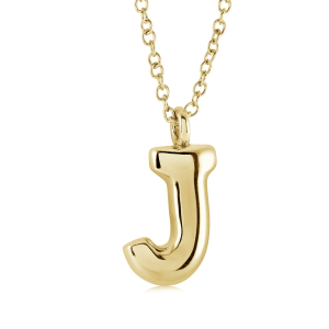 Stainless Steel Gold Plated Bubble Initial Letter "J" Necklace