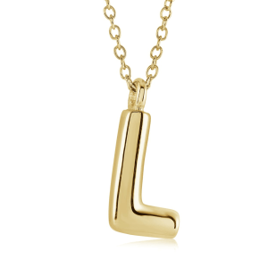 Stainless Steel Gold Plated Bubble Initial Letter "L" Necklace