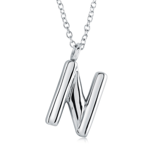 Stainless Steel Bubble Initial Letter "N" Necklace