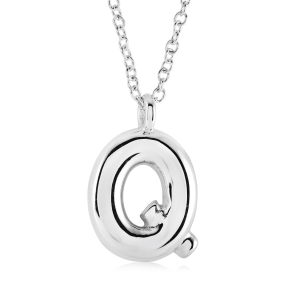 Stainless Steel Bubble Initial Letter "Q" Necklace