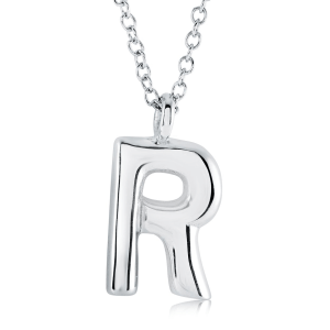 Stainless Steel Bubble Initial Letter "R" Necklace