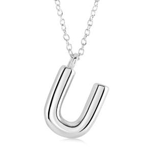 Stainless Steel Bubble Initial Letter "U" Necklace
