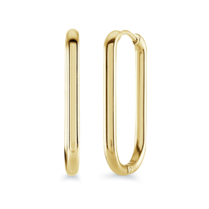 Stainless Steel Gold Plated Long Oval Hoop Earrings