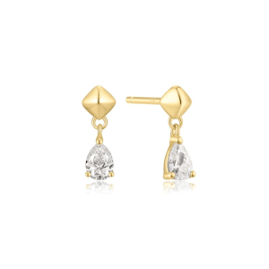14K Yellow Gold Plated Pear-Shaped Cubic Zirconia Drop Earrings by Ania Haie