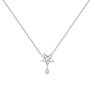 Sterling Silver Cubic Zirconia Star Drop Necklace