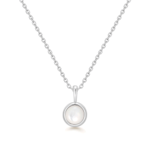 Sterling Silver Round Mother of Pearl Pendant Necklace