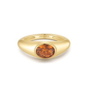 14K Yellow Gold Plated Solar Orange Nano Gemstone Ring by Ania Haie
