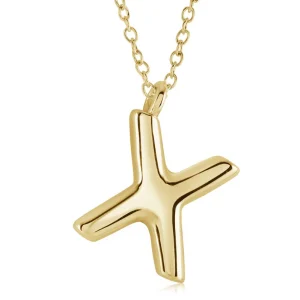 Stainless Steel Gold Plated Bubble Initial Letter "X" Necklace