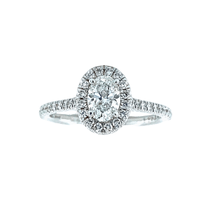 14K White Gold 0.78CTW Oval Diamond Halo Engagement Ring by Martin Flyer