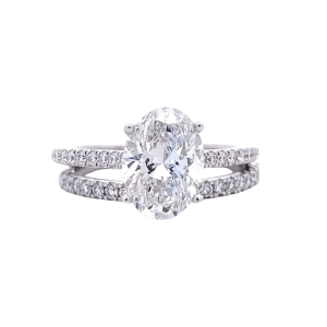 14K White Gold 2.60CTW Lab-Grown Oval Diamond Wedding Ring Set