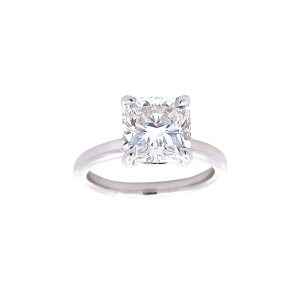 14K White Gold 3.08CTW Lab-Grown Square Cushion Diamond Solitaire Engagement Ring