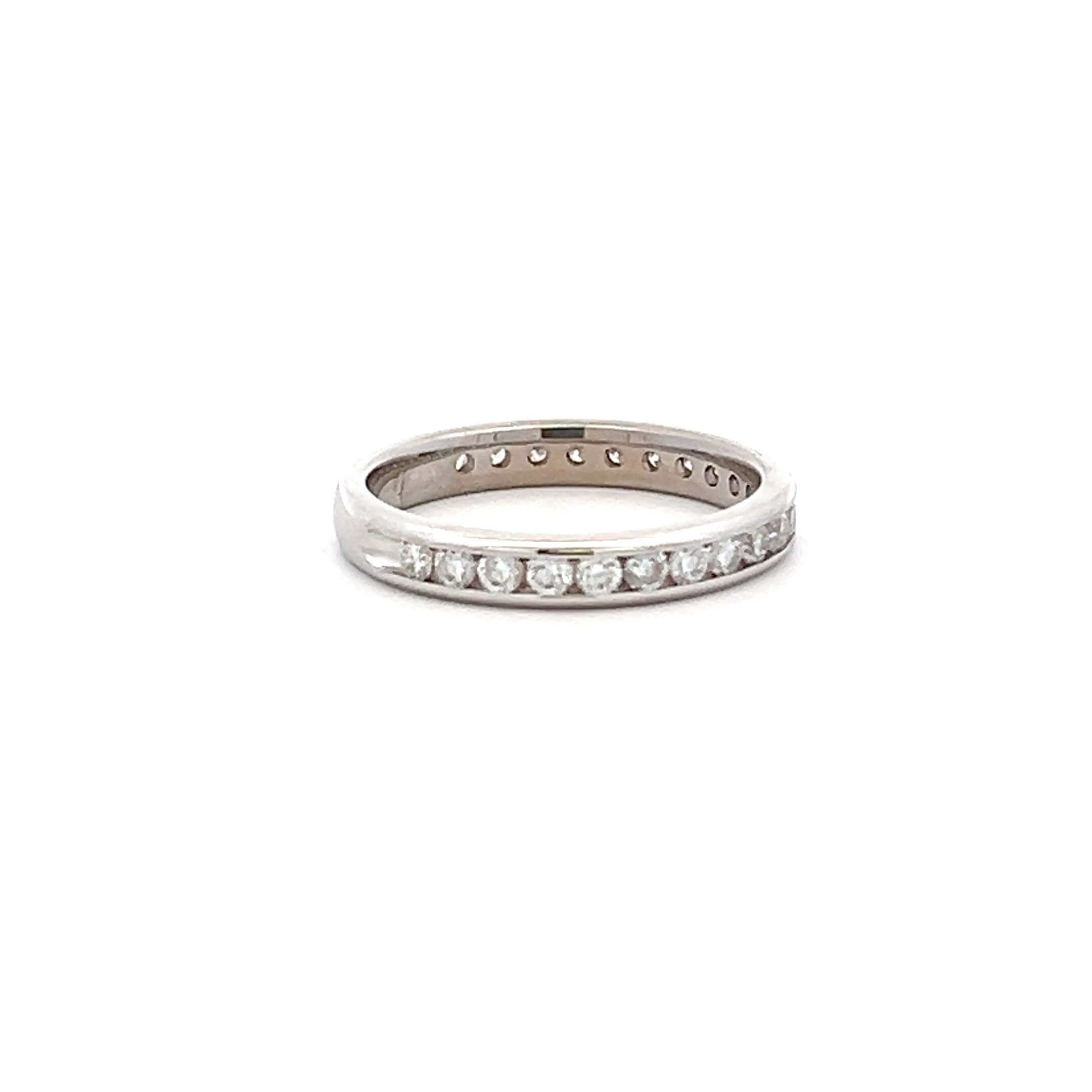 Estate 14K White Gold 0.69ctw Diamond Channel Wedding Band